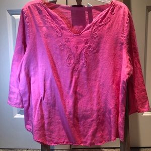Caribbean Joe Pink Linen Top